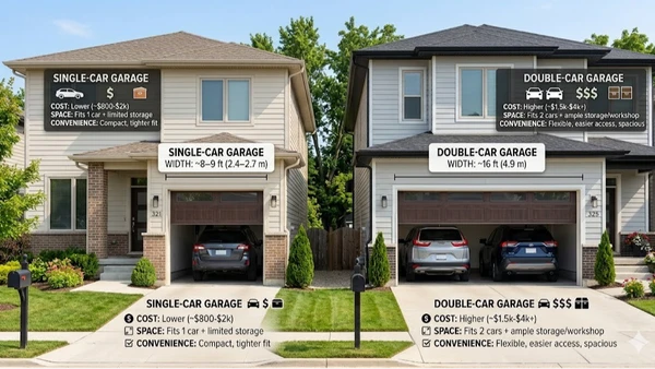 Single Car vs Double Car Garage Door: Size Guide and Cost Comparison